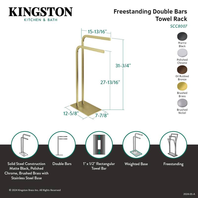 Edenscape Pedestal Dual Towel Rack in Brushed Nickel