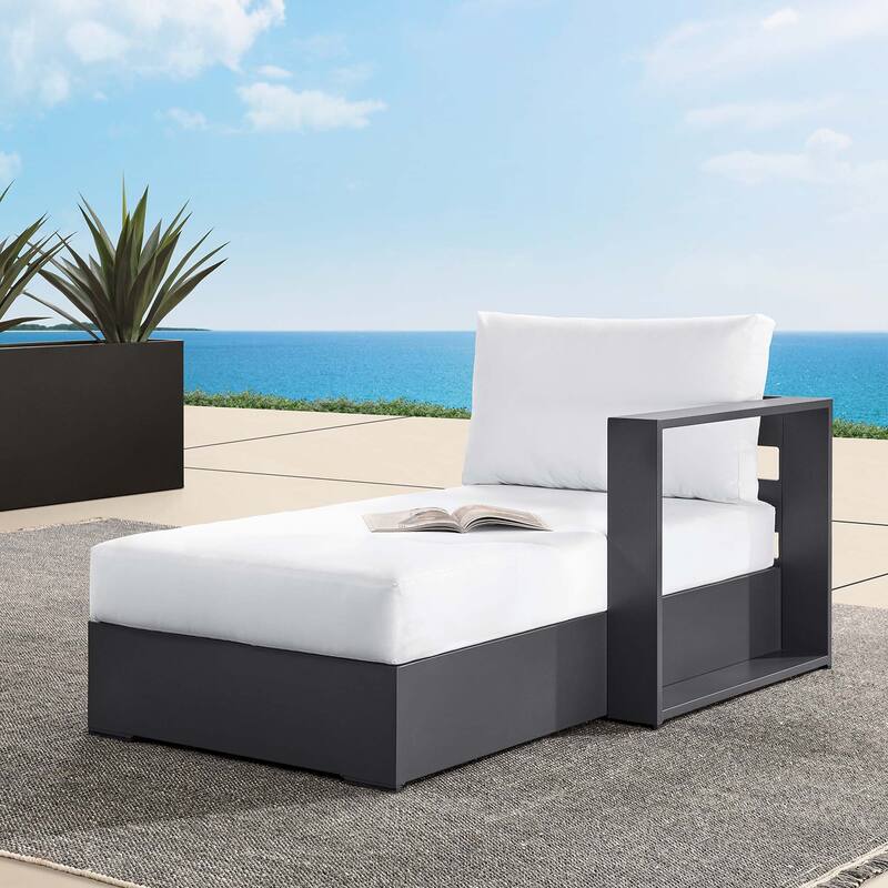 Tahoe Patio Aluminum Modular Right-Facing Chaise Lounge - Gray White