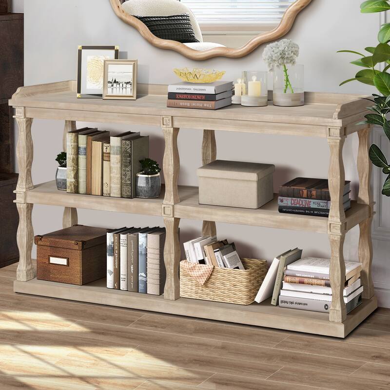 Console Table With 3-Tier Open Storage Spaces