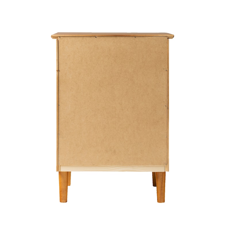 Walker Edison Bullrushes Solid Wood 3-Drawer Nightstand