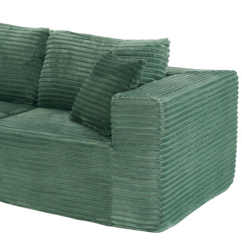 Dovelina Convertible Plush Corduroy Foam-Filled Sleeper Sofa Chaise for Living Room