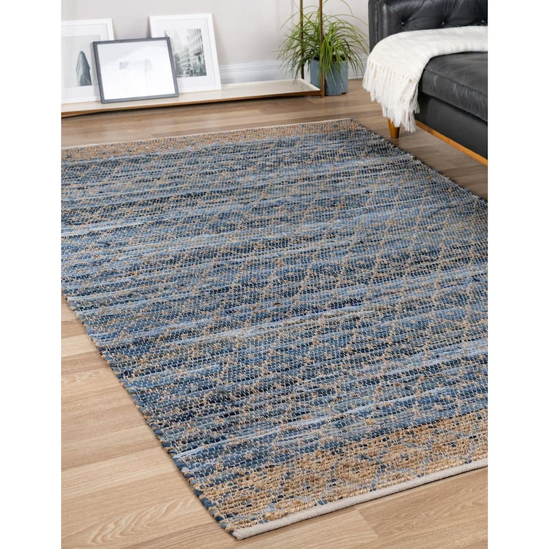 Contemporary Octiane Collection Area Rug - 5'1"x8' - Denim Blue