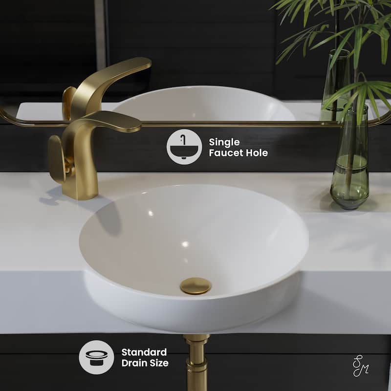 Chateau 30" Wall-Mounted Sink Center Basin With Left Side Faucet Mount In Glossy White - 30