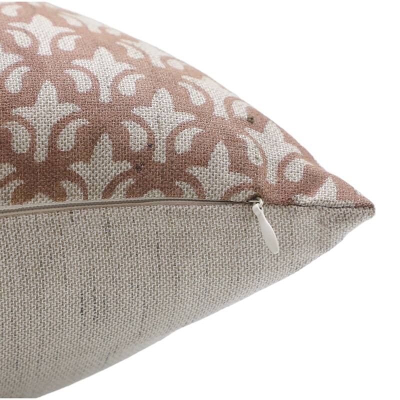 Fabdivine Linen Floral Block print pillow Cover