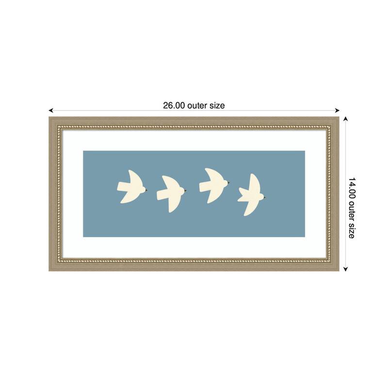 Kate and Laurel Minimalist Birds Panel Blue by Laura Moss Framed Wall Art Print