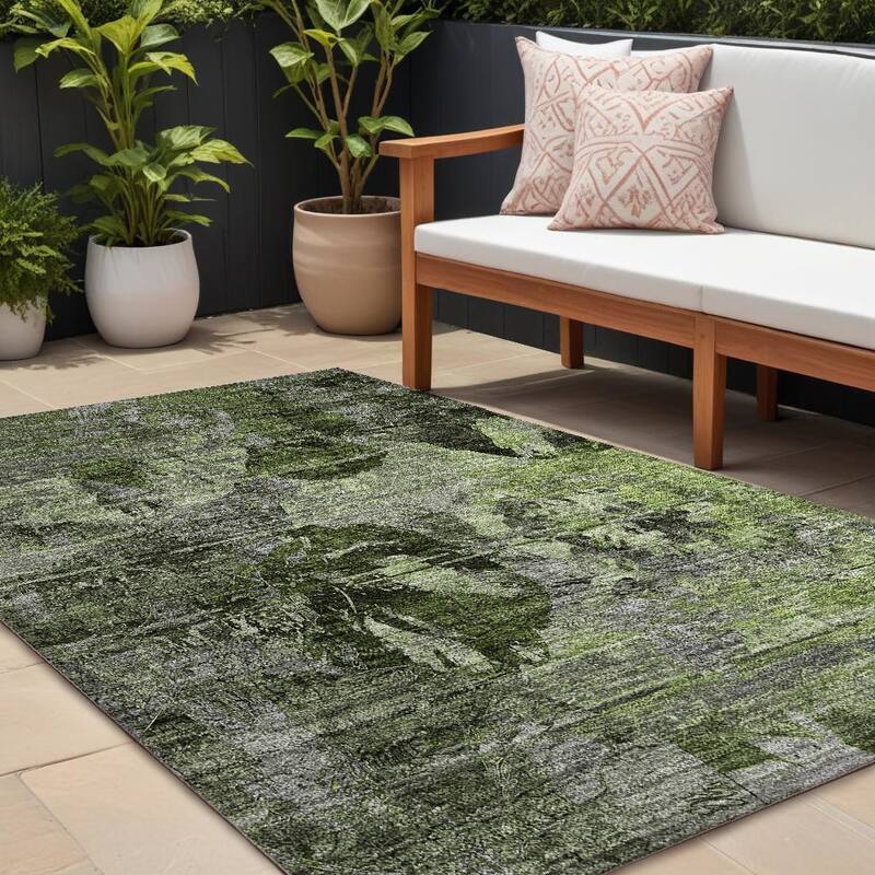 Almi Garden-Inspired Weather Resistant Blended Style Outdoor Rug - 10' X 14' - Multi