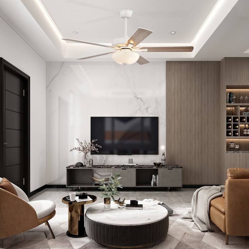 52-in Matte Black/Brushed Nickel/White 5-Blade Indoor Reversible Ceiling Fan with LED Light and Remote Control - 52 inch