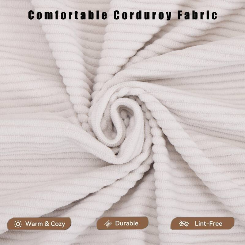 Folding Mattress Lounge Sofa with Corduroy Cushions, Convertible Sofa Bed Sleeper Sofa with Removable Armrests
