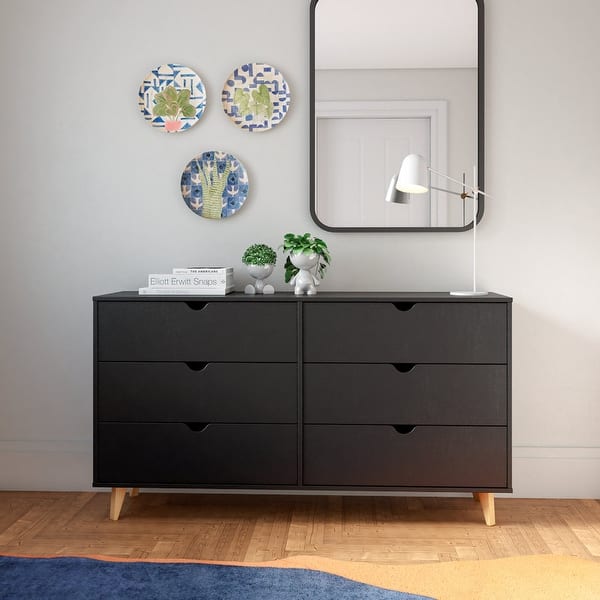 mid century modern six drawer dresser Mid Century Modern 6 Drawer Wood Dresser, Chest of Drawers, TV Stand - Bed Bath & Beyond
