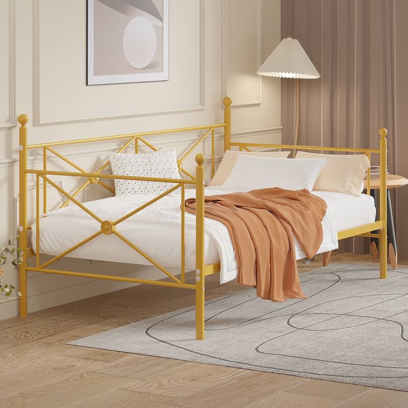 VECELO Twin Daybed with Headboard Sofa Bed Platform Mattress Foundation for Living Room Guest Room Easy Assembly