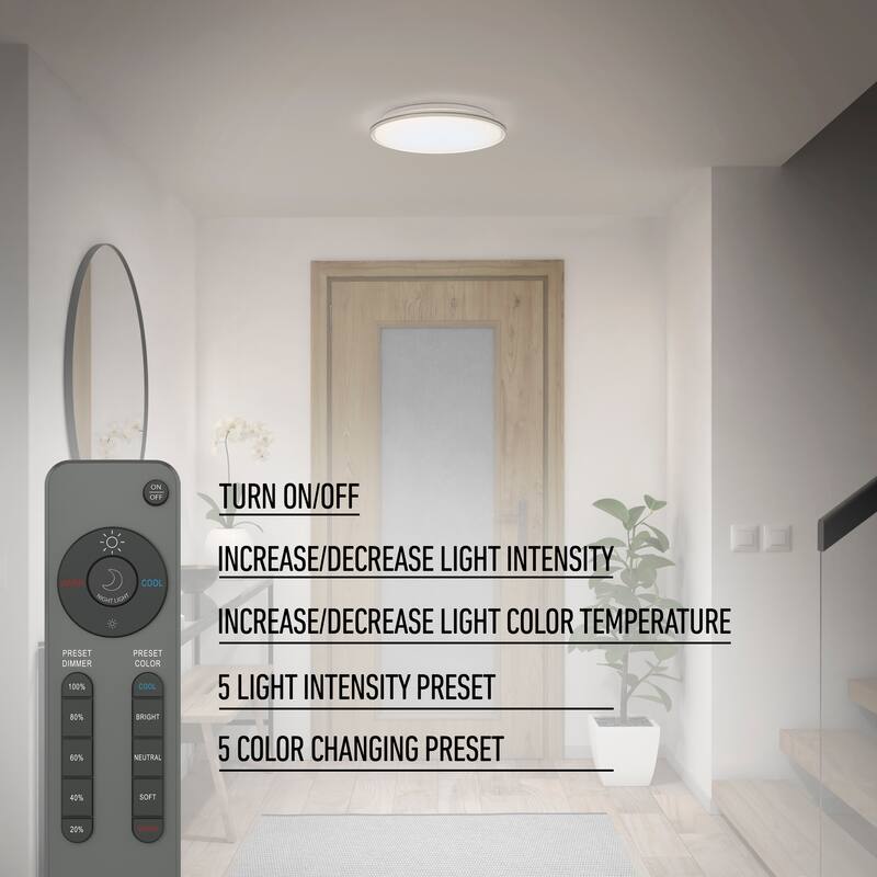 Artika Astrid 30W LED 16" Flush Mount Light With Remote Control