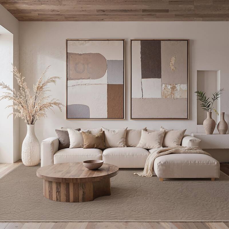 Mcow High-Low Textured Plush Washable Non-Slip Area Rug