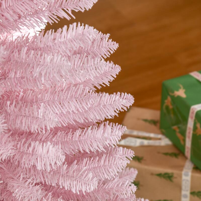 HOMCOM 5' Unlit Artificial Pencil Christmas Tree, Slim Xmas Tree with Foldable Metal Stand - 4.91 ft