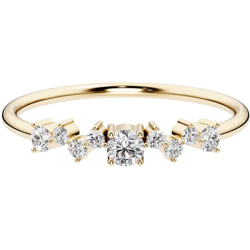 14k Gold Plated Sterling Silver Lab Diamond 1/6 ct Stacking Ring Band