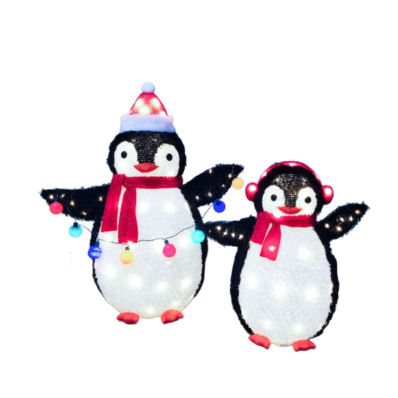 2-piece Lighted Pop-up Red Penguin Family - Multi