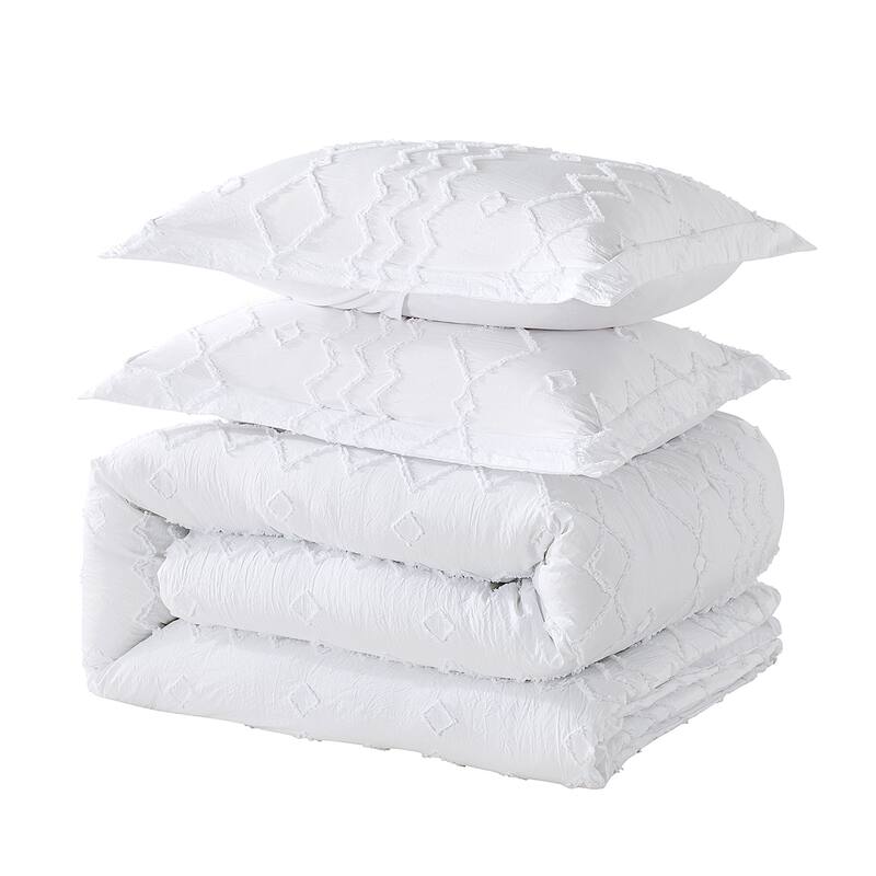 Lightweight Tufted Comforter Set Embroidery Geometric Comforter Sets for All Season
