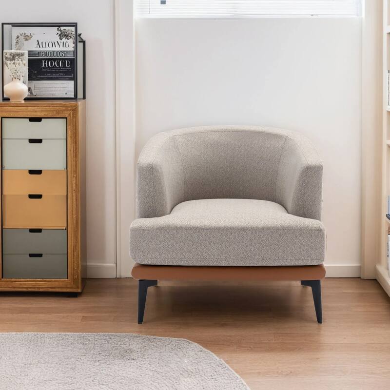 Modern Two-tone Barrel Fabric Chair,Upholstered Round Armchair,Accent Chair