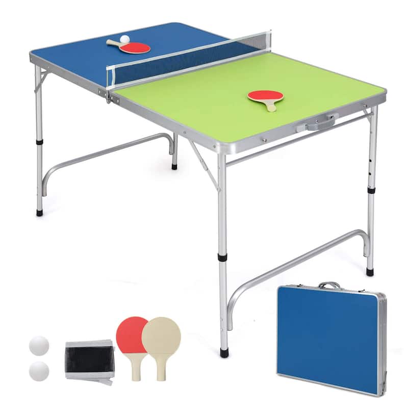 Costway 47" x 30" Mini Table Tennis Table with Adjustable Height for - See Details - Multi