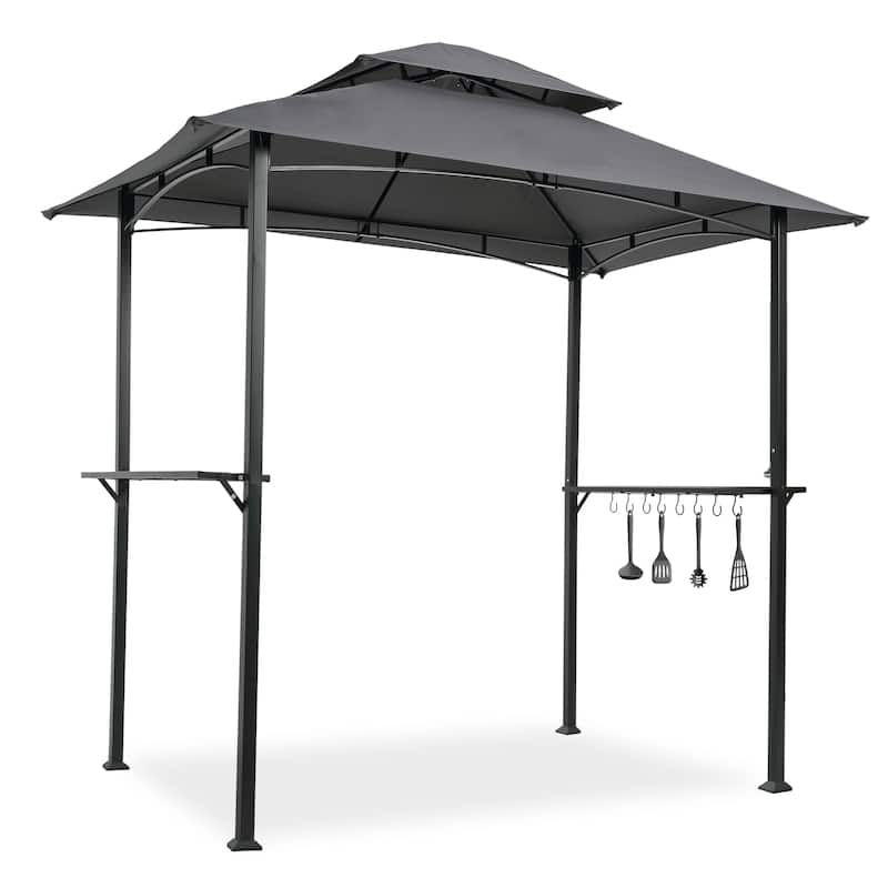 Outdoor Grill Gazebo 8 x 5 Ft Double Tier Soft Top Canopy and Steel Frame