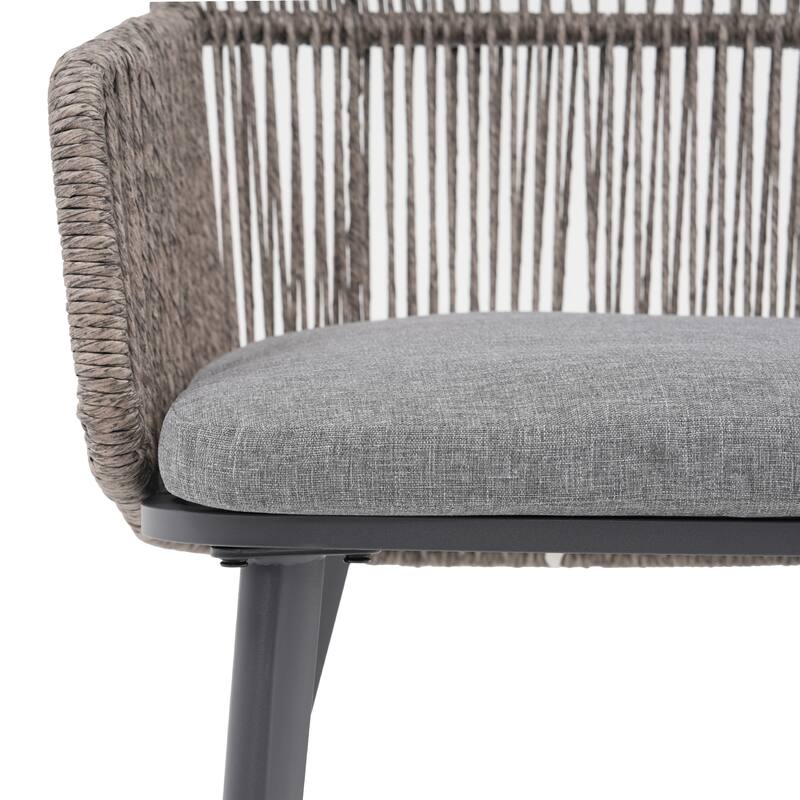 Outdoor Patio Dining Sets with PE Wicker Chairs and Extendable Aluminum Dining Table for 8 Persons