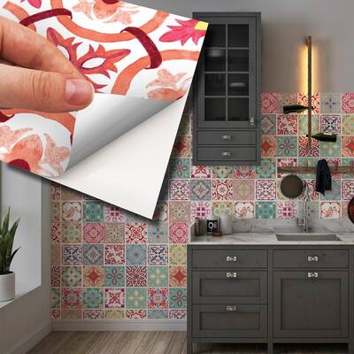 Walplus Bossa Mediterranean 6" Peel and Stick Backsplash Tile Stickers 48pc