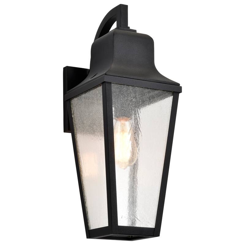 Lawrence 1 Light Large Wall Lantern Matte Black with Clear Seeded Glass