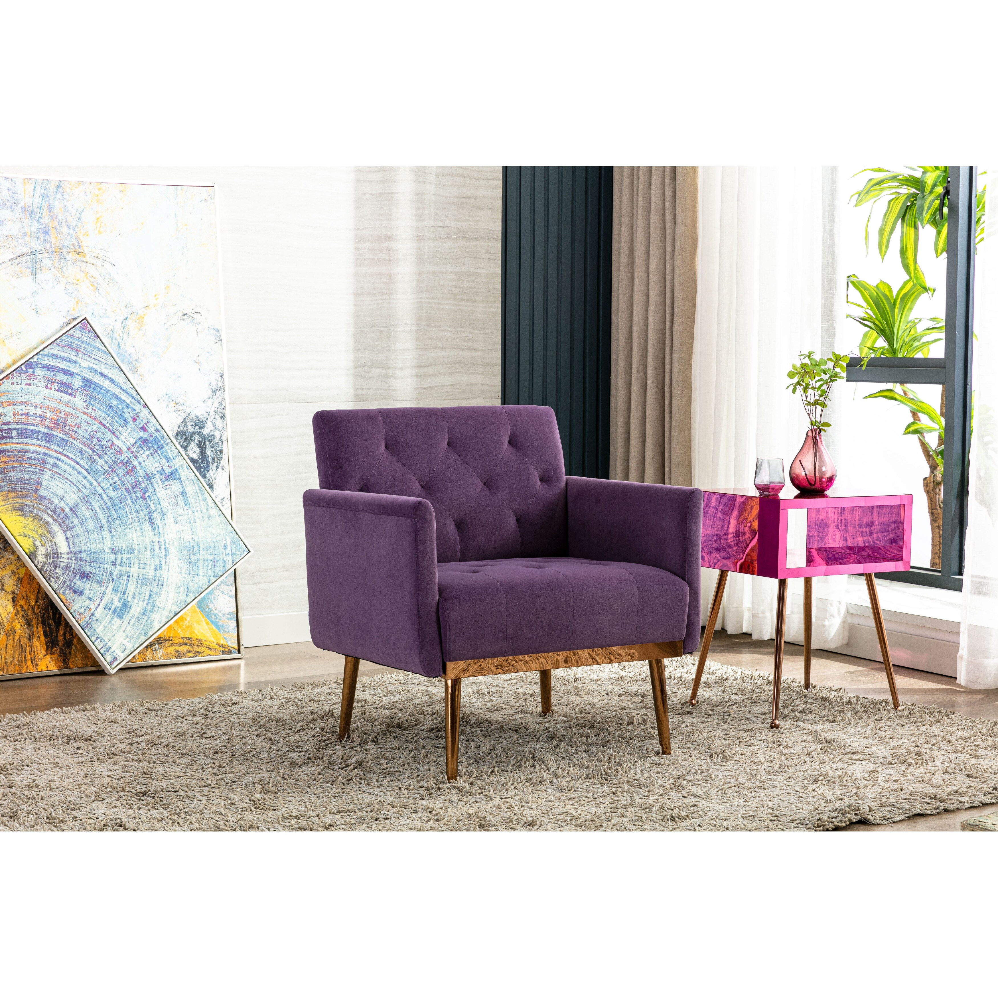 Fuschia velvet accent hotsell chair