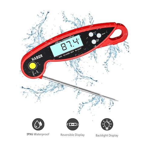 192 Meat Thermometer, 3s Instant Read Digital Cooking Waterproof Thermometer, for Candy Turkey BBQ Milk Water Temperature