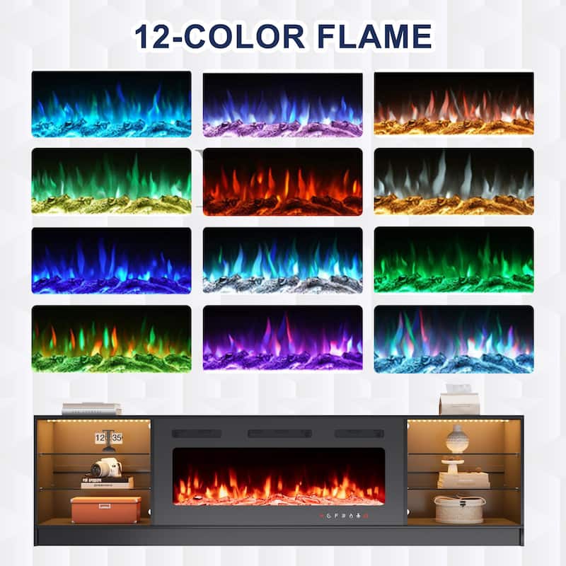 EROMMY Electric Fireplace TV Stand, Living Room Media Storage Cabinet and Entertainment Console