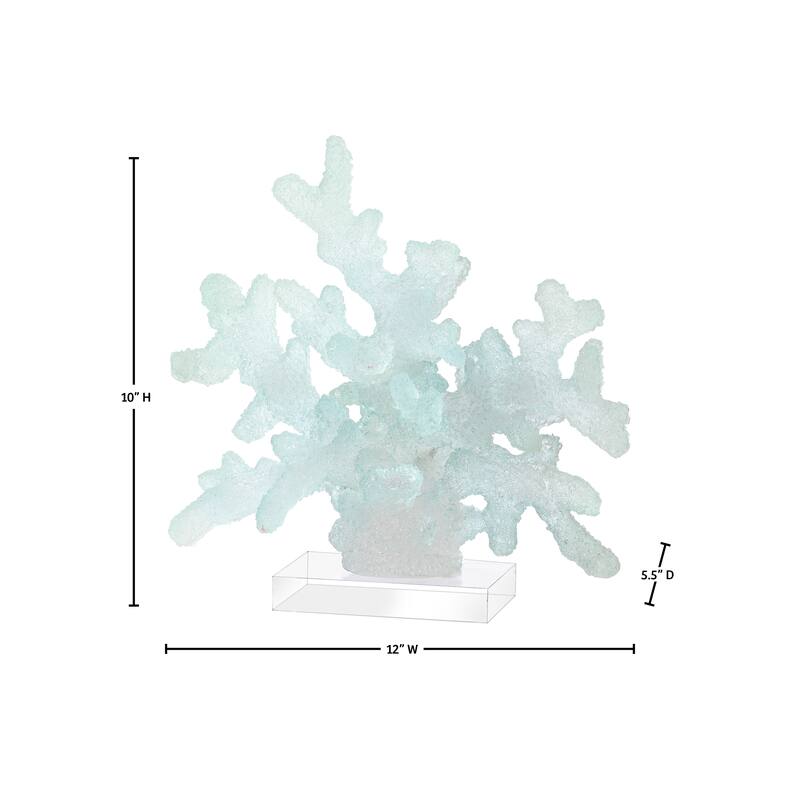 12" Clear Resin Coral With Acrylic Base