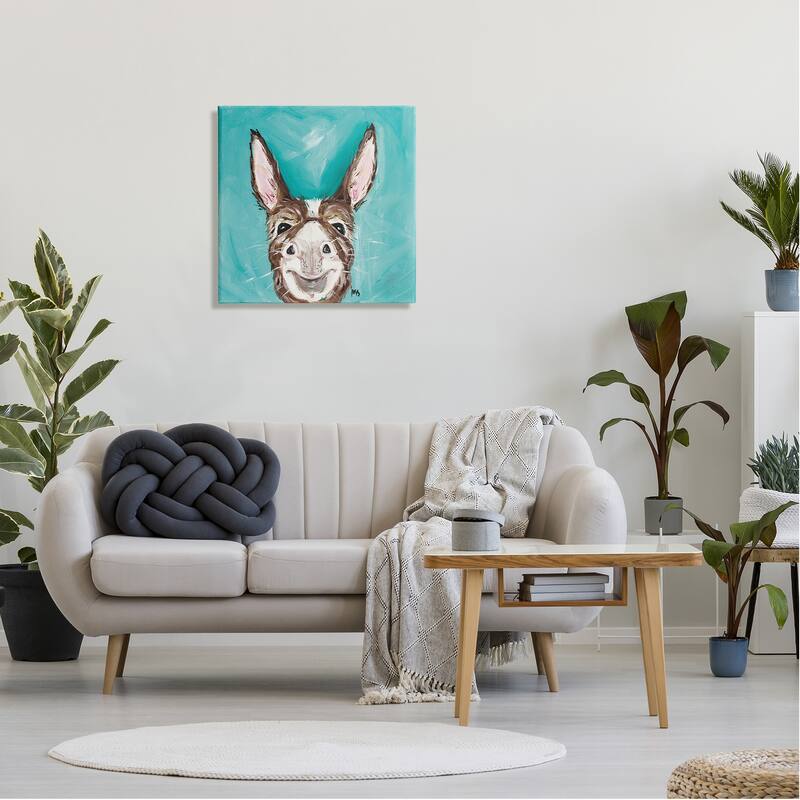 Stupell Silly Smiling Donkey Bold Turquoise Thick Brushstrokes Canvas Wall Art, Design by Molly Susan Strong