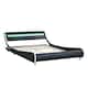 Black White Curve Design Faux Leather LED Upholstered Platform Bed ...