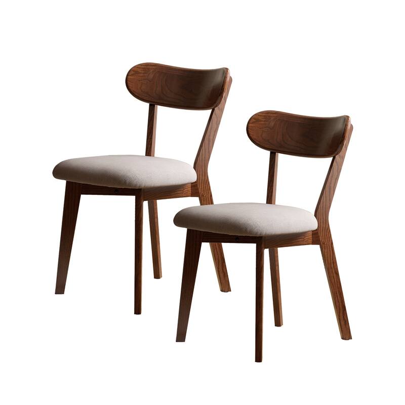 Modern Oak 2 Piece Kitchen Dining Chair Set with Backrest Cushion Solid Wood Legs for Dining Room Kitchen Living Room Bedroom