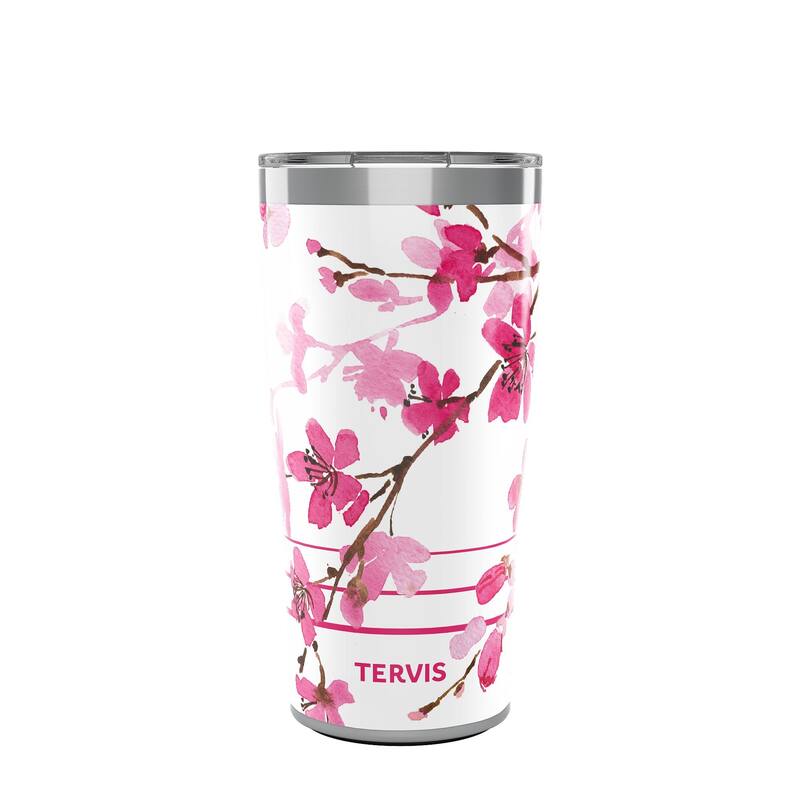 Tervis Traveler Sakura Japanese Cherry Blossom Triple Walled Insulated Tumbler Travel 20oz, Stainless Steel