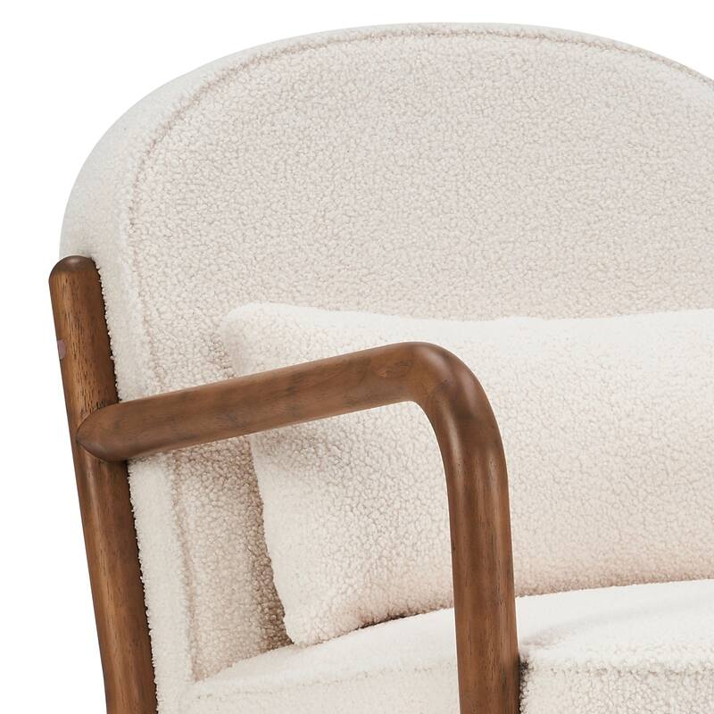 Mid-Century Modern Faux Leather & Solid Wood Accent Chair