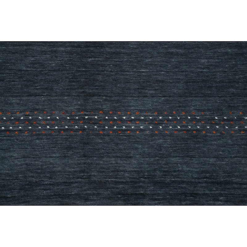 Hand Knotted Oriental 100% Wool Carpet Tribal Animal Pictorial Navy Blue & Blues Gabbeh Area Rug - 9' 11'' X 8' 0''