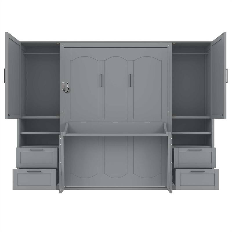 Full Size Murphy Bed Wall Bed with Closet ,Drawers and Shelves