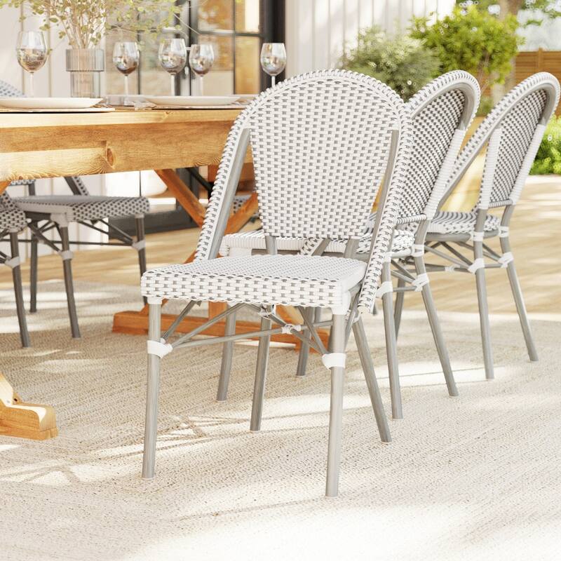Martha Stewart 2PK All-Weather Stackable Patio Bistro Dining Chairs - 19"W x 21.75"D x 35"H