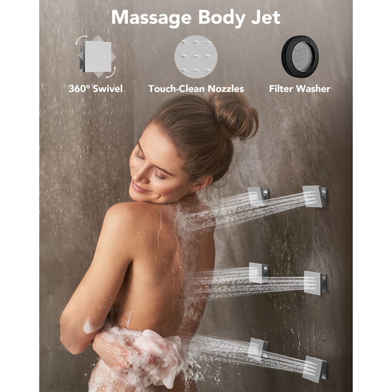 Thermostatic Shower System 12" Rain Shower Head with High Pressure Handheld Spray