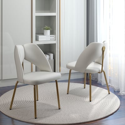 18.5''H Faux Leather Dining Chairs with Gold Metal Legs (Set of 2)
