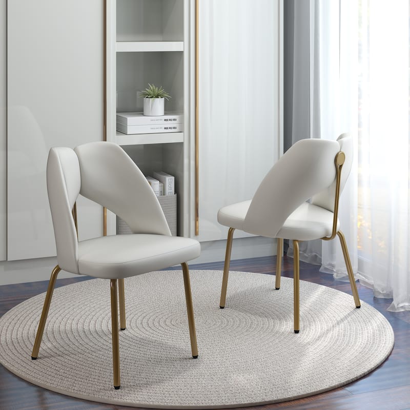 PU Leather Upholstered Dining Chairs with Metal Legs Set of 2 - 18.9"W x 21.2"W x 31.5"H
