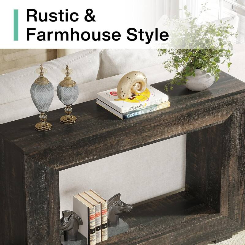 47" Farmhouse Console Table, Entryway Console Table with Storage Shelf for Living Room, Entrance