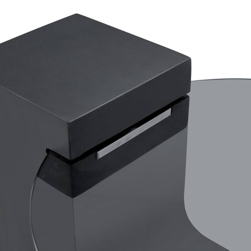 Modern Round Coffee Table with MDF L-Shaped Legs and Double-Layer Design for Living Room