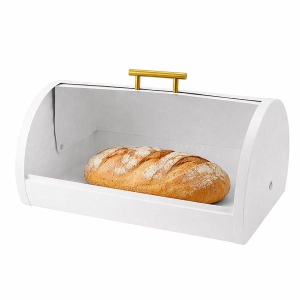 ハットBOX風オブジェ2個set(White)    ハンドメイド雑貨 HausRoland White Bread Box Set with 3 Jars - 14.8 x 10.8 x 7.1