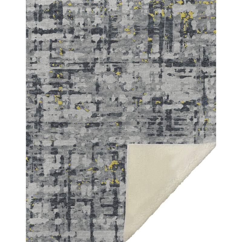 Premium Machine Washable ASB76 Abstract Contemporary Sherpa Throw Blanket