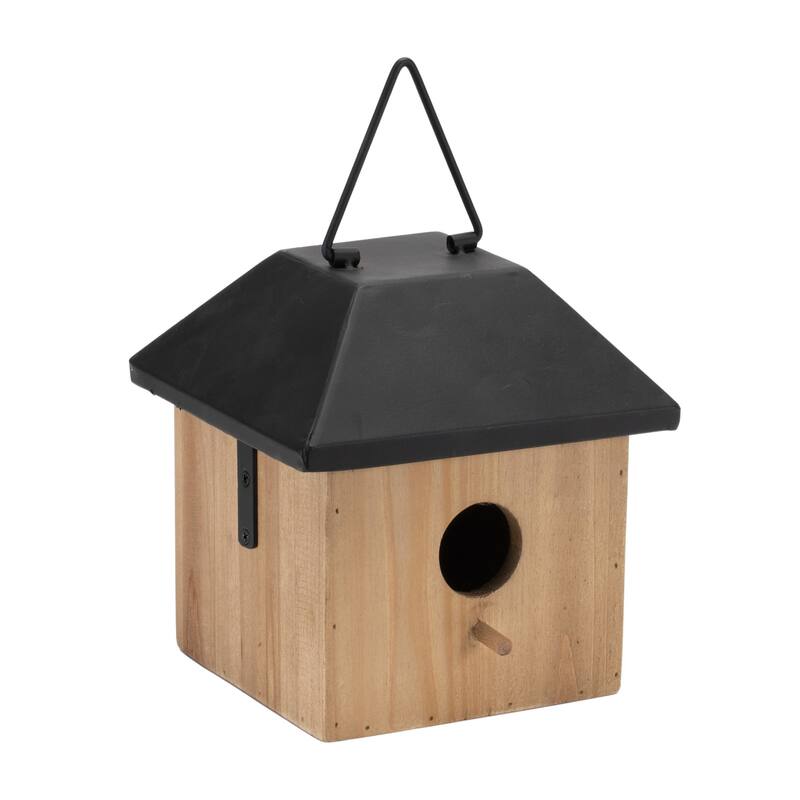 Wooden Birdhouse - 7.75" - Brown and Black