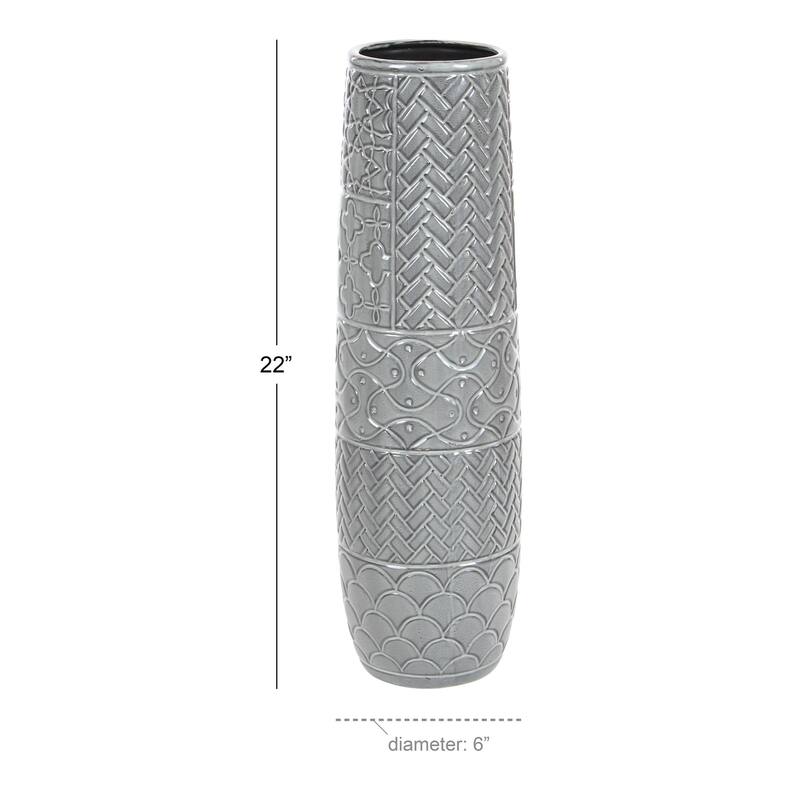 Ceramic Vase with Varying Patterns - Gray - Roche River Decor