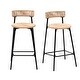 preview thumbnail 13 of 28, Hand Woven Bar Stools with Back Set of 2 Paper Rope Round Barstools with Footrest for Kitchen Island & Dining Rooms