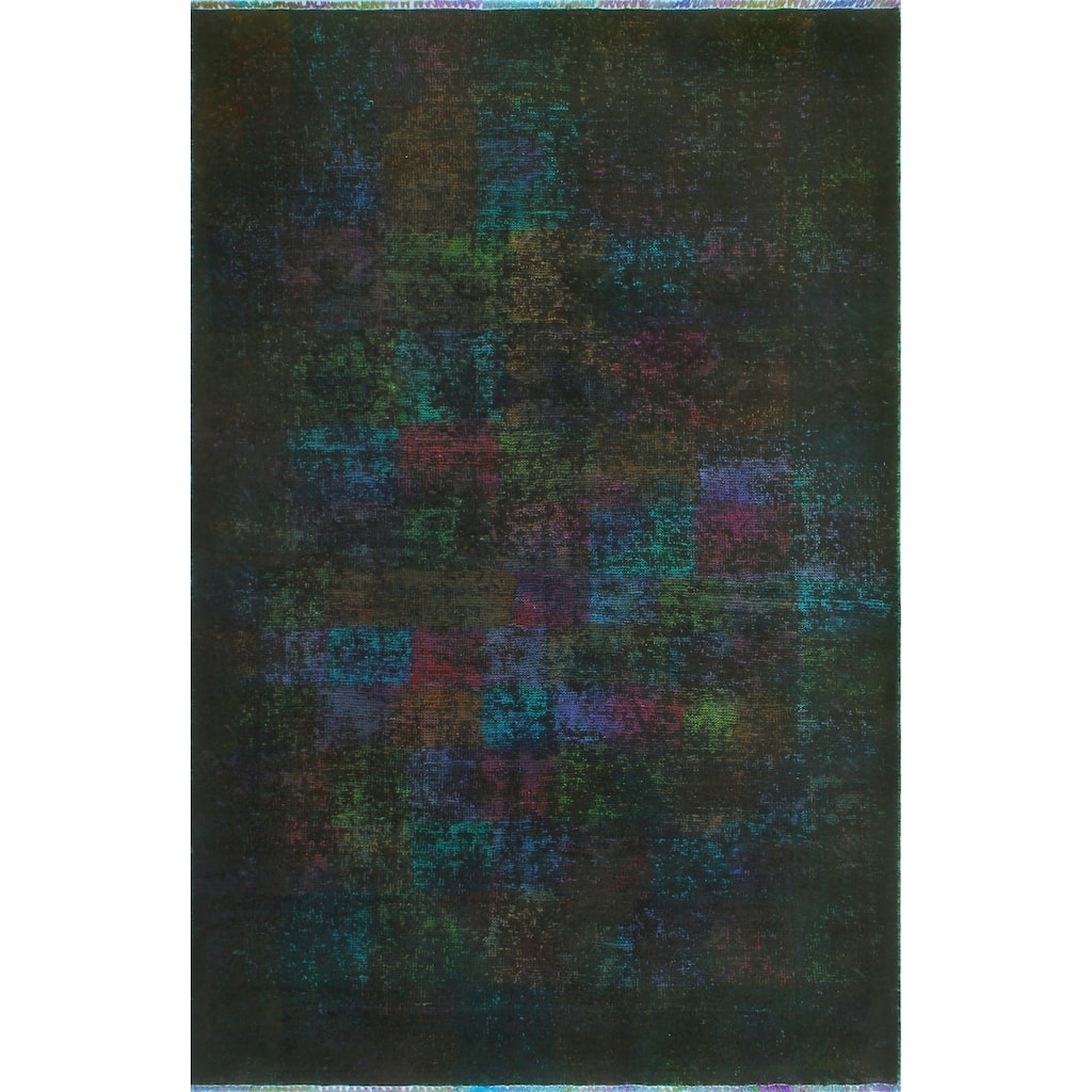 Vintage Rainbow-Dye Karida Charcoal/Pink Rug - 4'0" x 6'0"