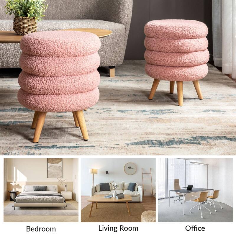 Deonicio 15.7" Wide Ottoman with Solid wood Legs, Set of 2